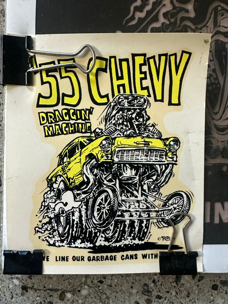 1966 ROTH Studios original acetate for the 55 Chevy Draggin' Machine t-shirt.