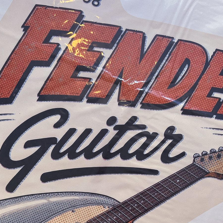 Fender Guitar supersized decal print guitar and amp artwork close-up