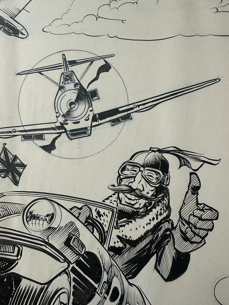 Original Hot Rod CARtoons pen and ink art by Errol McCarthy