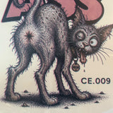 Cat's Ass supersized decal print mangy cat artwork close-up