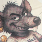 Big Block supersized decal print rat face and buck teeth detail