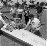 Race used Ed "Big Daddy" Roth Yellow Fang dragster DEIST parachutes.